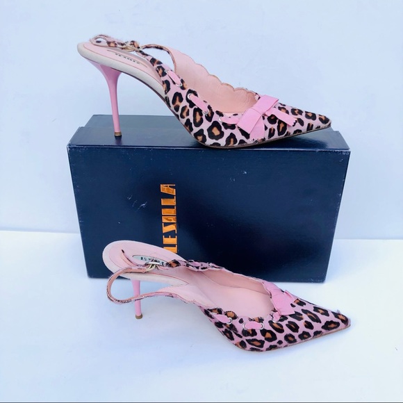 Le Silla pink leopard high heel sling back Sz 8.5 - Picture 9 of 16